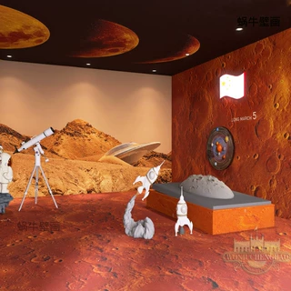 3D立体太空月球表面火星墙纸ktv天花板科技馆网红拍照直播间壁纸