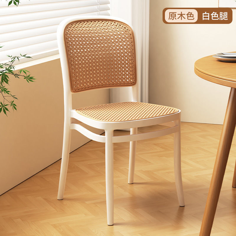 silla de caña silla de comedor medieval nórdica espesa casera de plástico apilando respaldo comercial pequeña casa mesa y silla de ocio