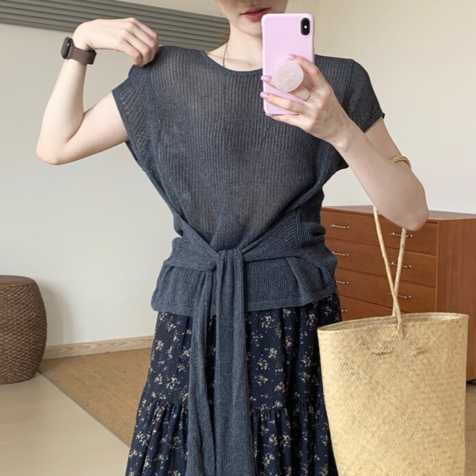 Trendy Tie-Front Vest 2025 Summer New Korean Style Loose Slimming Sleeveless Top for Women