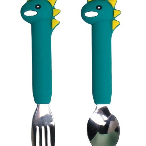 스테인레스 스틸 긴 포크 스푼 다크 그린