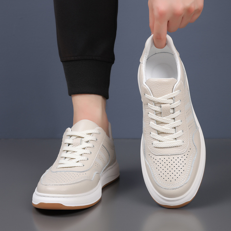 Piel de vaca de primera capa 2025 verano nuevo estilo sandalias para hombre cuero cuero casual para hombre zapatos de hombre huecos perforados y transpirables