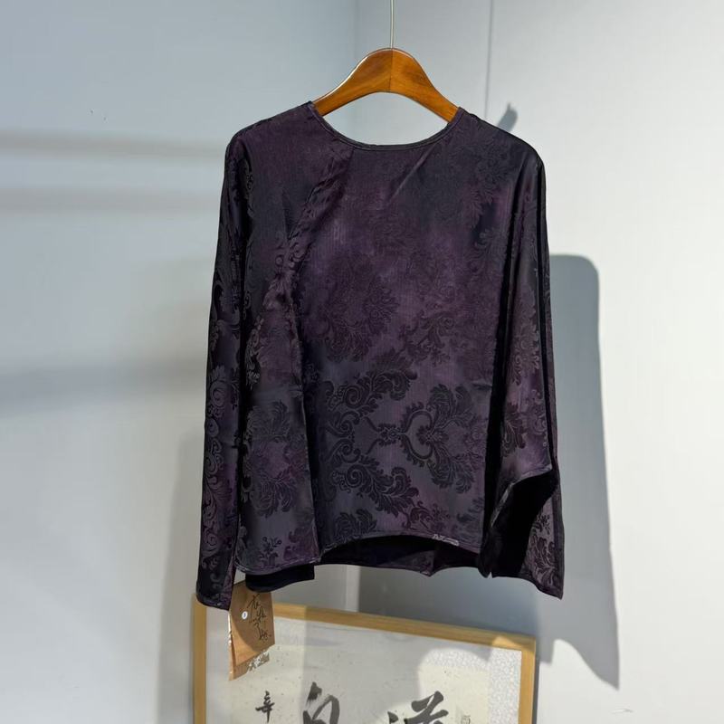 忆古朴拙250723提花丝系列复古上衣100丝|undefined