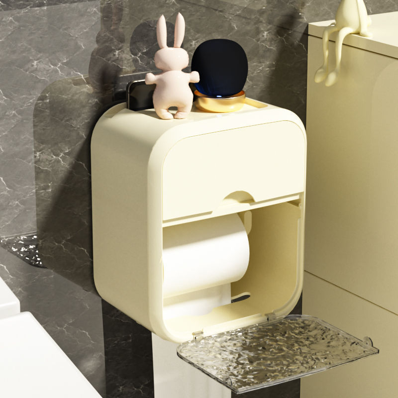 トイレットペーパーホルダー巻き紙箱穴なしトイレティッシュ箱トイレ防水壁掛け引き出し紙箱トイレットペーパー箱|undefined