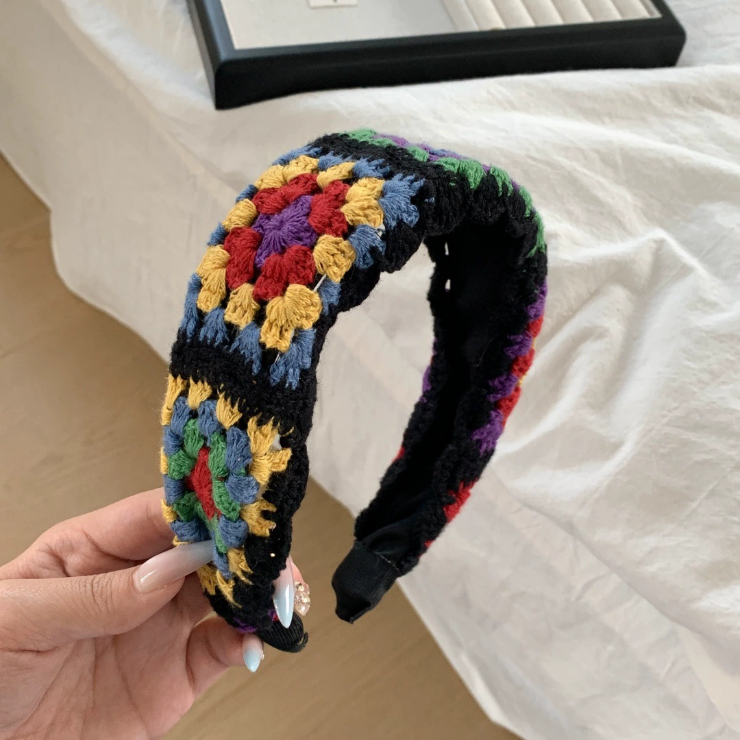 Headband, embroidered Chinese-style floral fresh hair accessory, universal fit, 8×8×1 cm