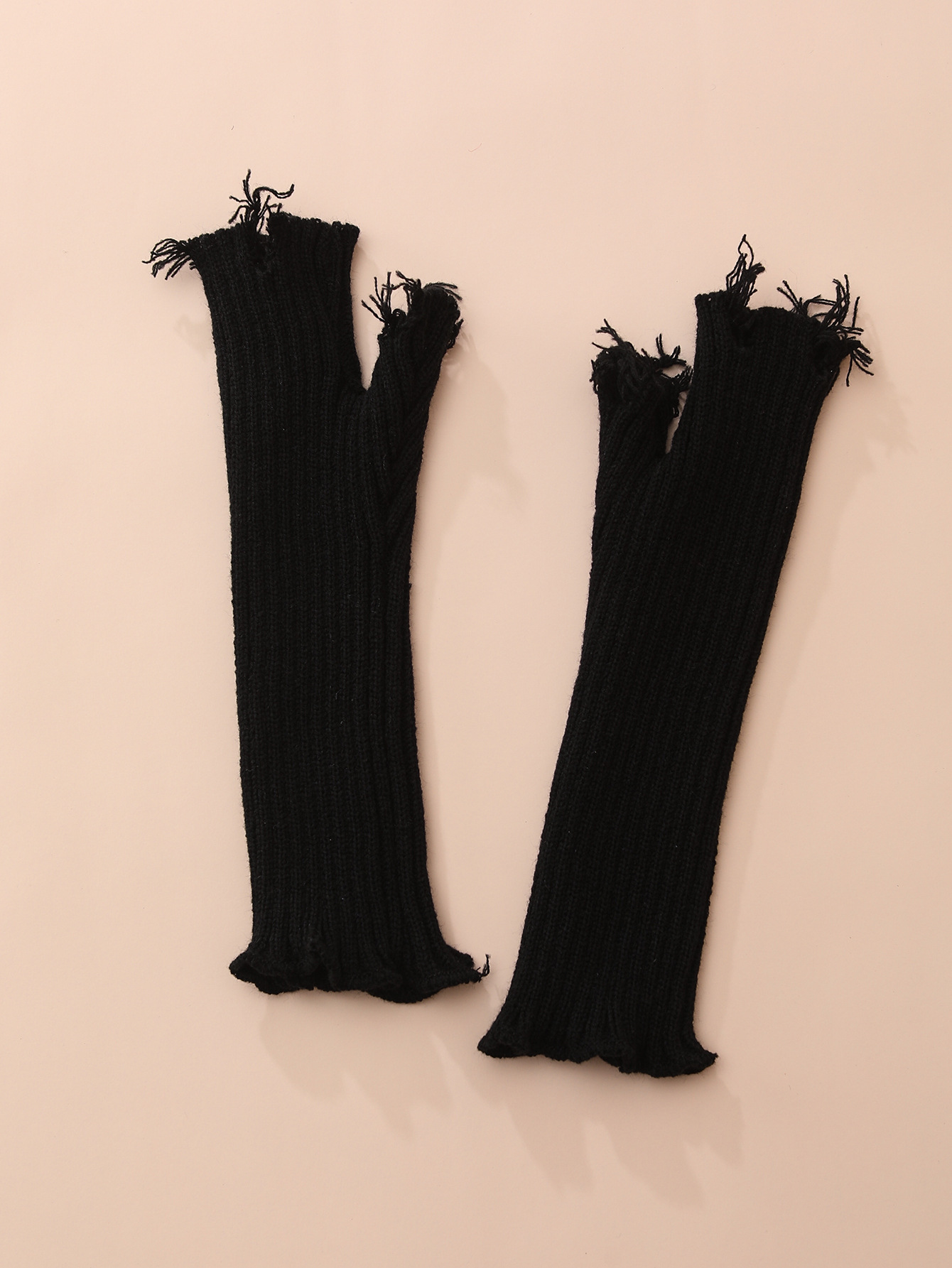 Otoño e Invierno nueva moda personalizada rasgado de punto guantes medio dedo