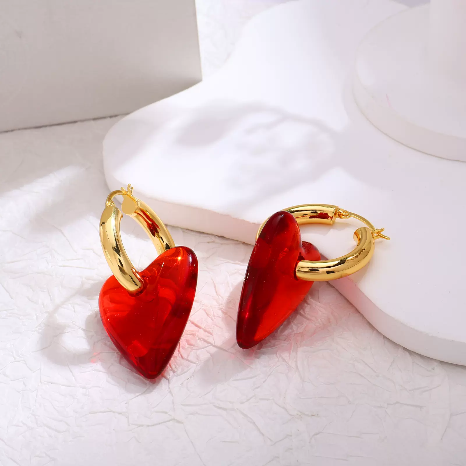 中古小香风酒红色系列耳饰巴洛克复古风轻奢金色红宝石耳环女新款