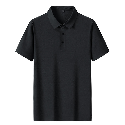Men's Summer Thin Polo Shirt Men's Cashmere Silk Polo Shirt Business Casual Elastic Collar Shirt T-shirt