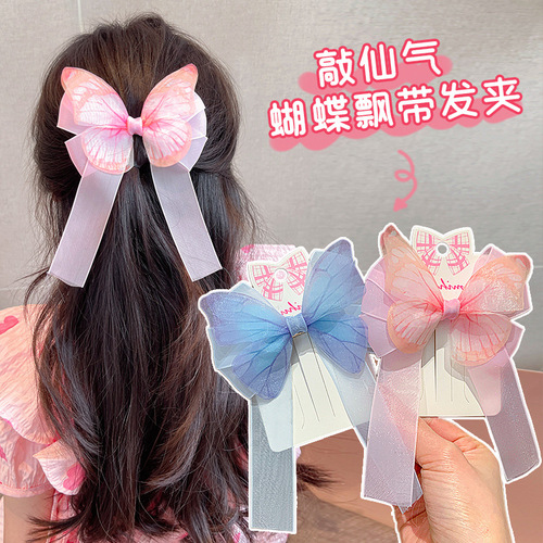 Children's Bow Tie Hair Clip Girls Streamer Pink Bow Tie Fake Collar  New Girls Clip Hair Accessories