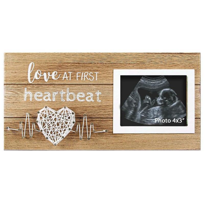 En stock marco de fotos de madera para mascotas decoración de la Mesa creativa Bebé B-ultrasonido colgante marco de fotos latido del corazón en forma de corazón devanado conmemorativo