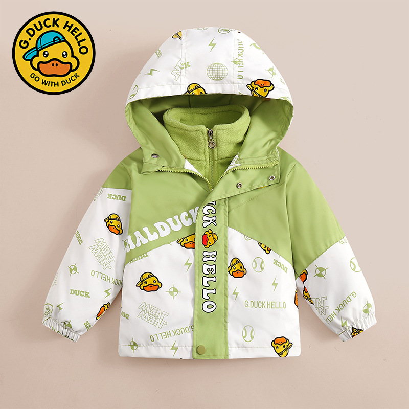 Authentic Little Yellow Duck Children's Jacket 2026 Spring and Autumn Two-Piece Set for Boys and Girls, 3-in-1 Windproof and Warm Coat