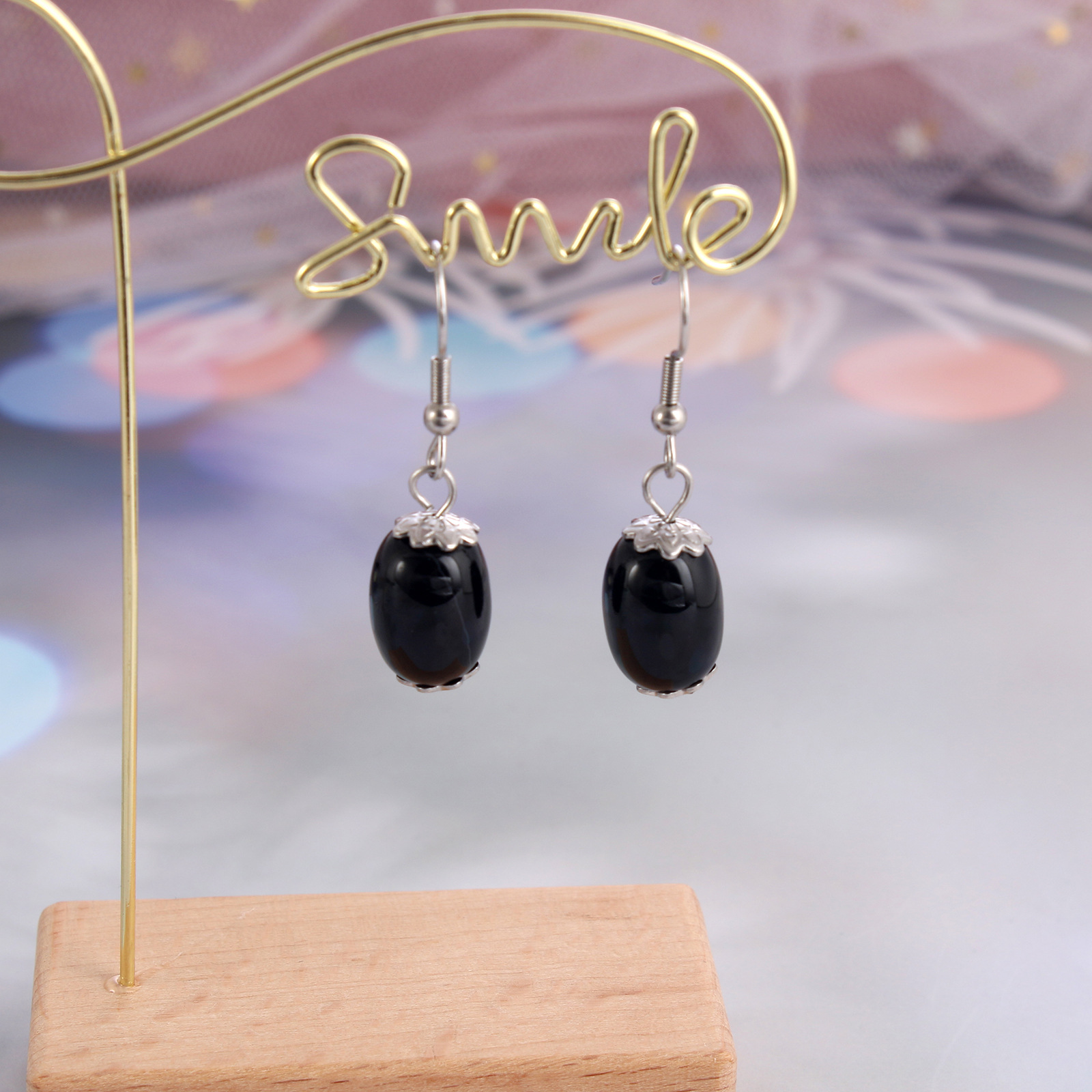 Simple Style Geometric Agate Plating Drop Earrings 1 Pair