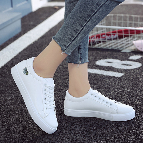 2024 spring new style flat Korean-soled white shoes for women casual low-top student street lace-up sports white sneakers