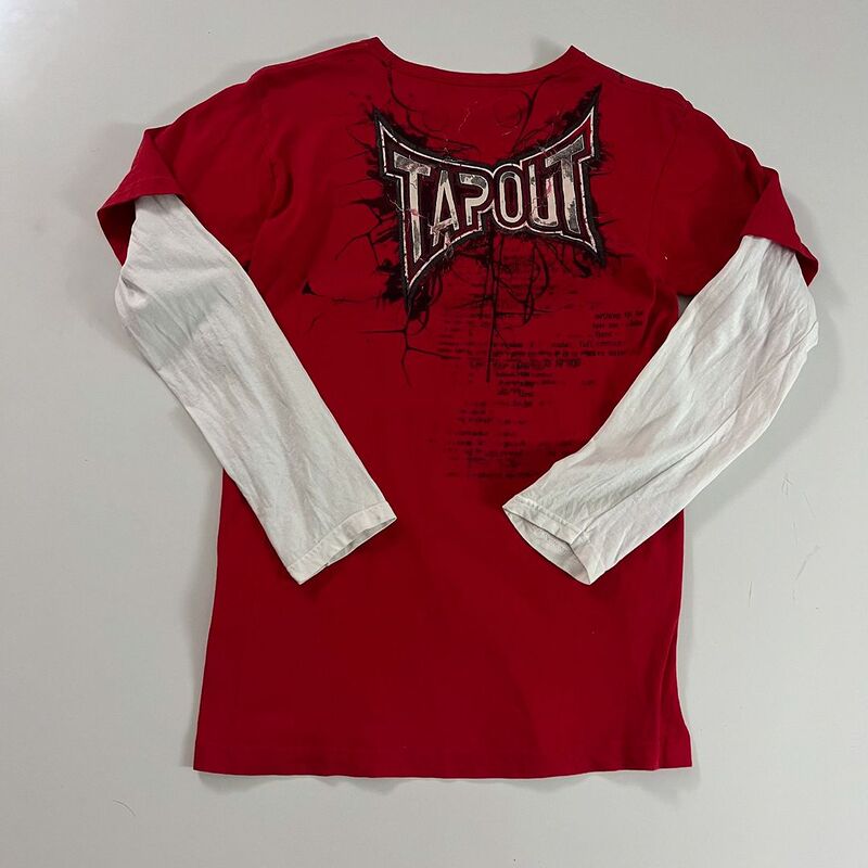 New European and American street fashion brand TAPOUT printed T-shirt fake two-piece jacket casual hip-hop long-sleeved T-shirt wholesale