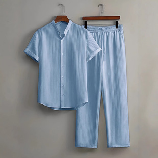 (Cross-border trading), solid shirt, men's multicoloured bamboo summer trousers, European style