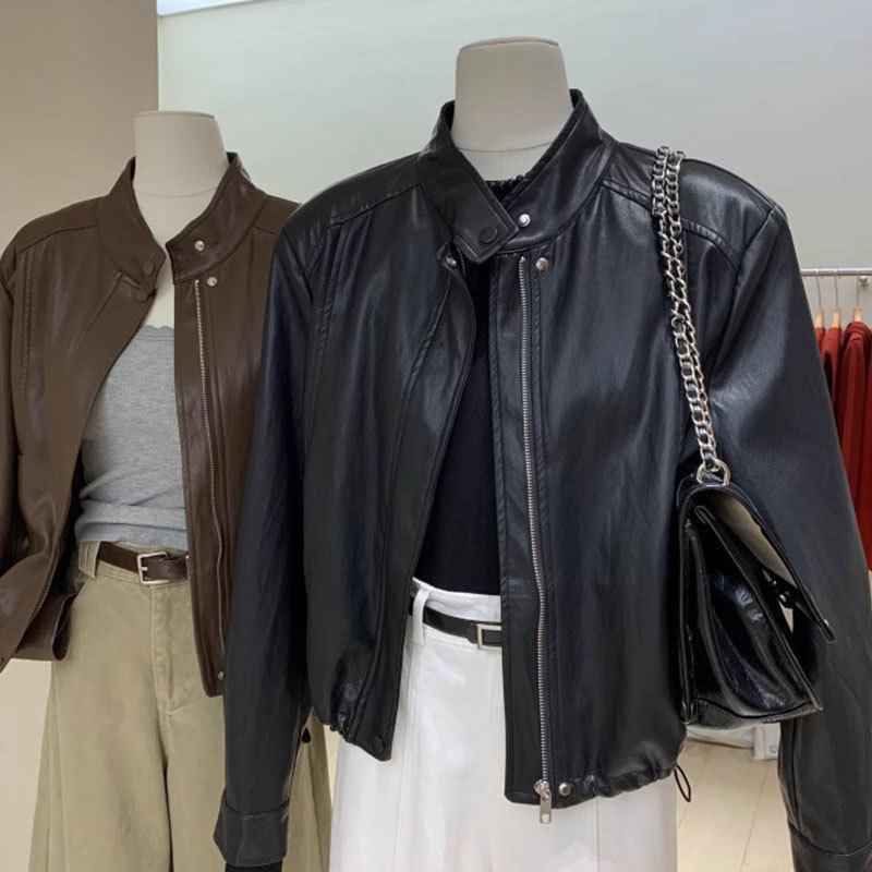 【店舗人気】スタンドカラーのコート女性2025 2色のカジュアルな裾の紐を引っ張って腰を収めて痩せています。|undefined