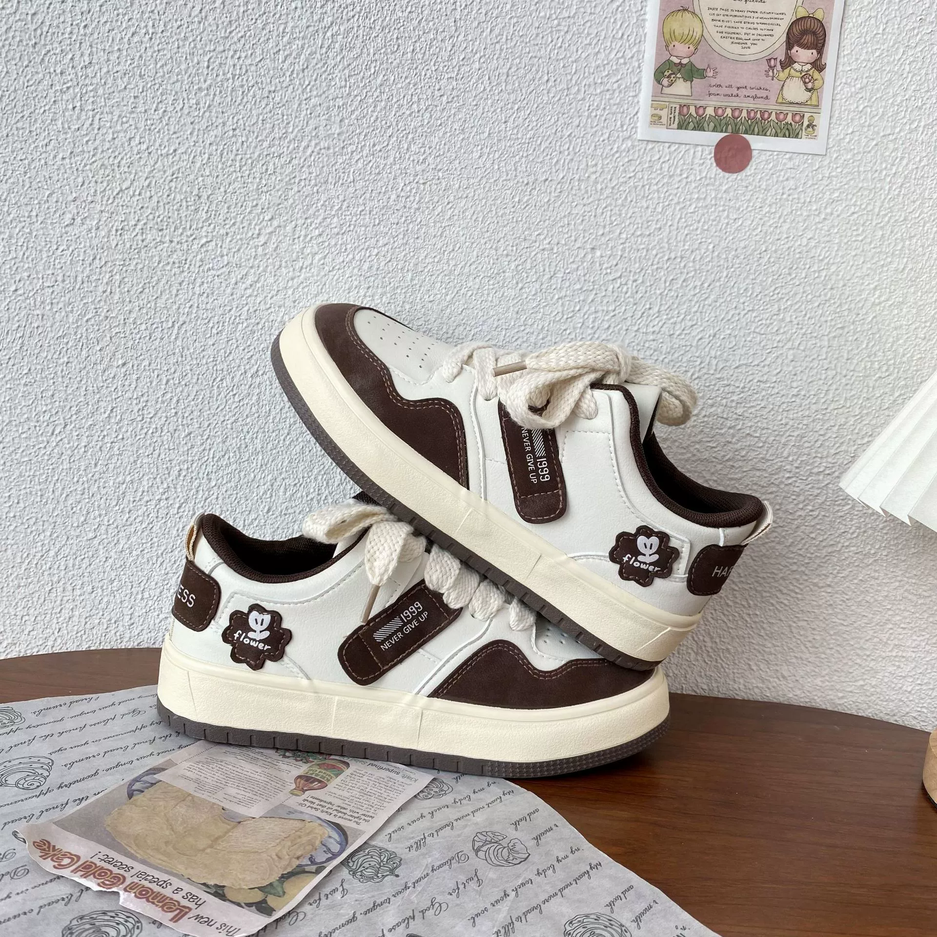 Tide, cute sneakers, universal white shoes platform