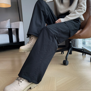 Workwear Down Pants Women's Winter 2024 New Multi-pocket Drawstring Foot Mouth Down Pants Women's High-end Women's A2298