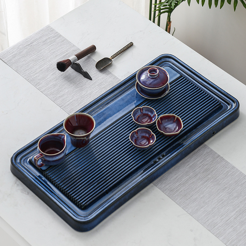 Luz moderna de lujo bandeja de té de cerámica a prueba de mármol Té Mar integral de drenaje de moldeo juego de té mesa de té Kung Fu juego de té