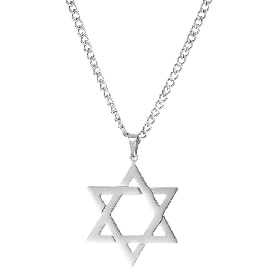 Estilo coreano de acero inoxidable de seis puntas estrella collar de moda simple vagando colgante retro hombres y mujeres pareja colgante hueco