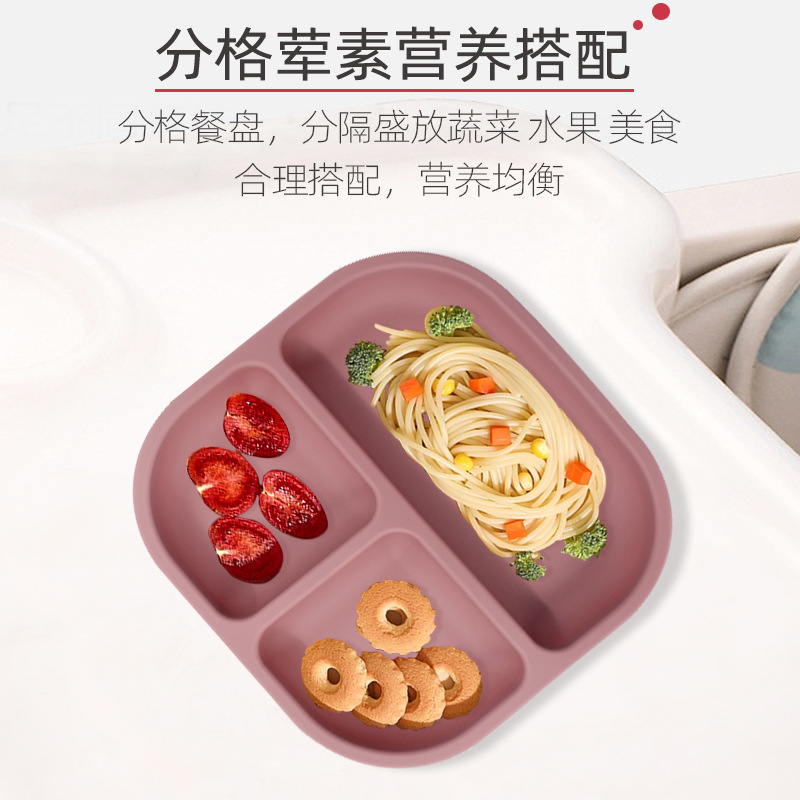 Juego de vajilla de silicona para niños transfronterizos Tazón de comida especial para bebés y niños pequeños Cuchara de silicona de grado alimenticio Juego completo de babero