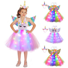 Unicorn TUTU Dress for Children with Wings and LED Lights Cross-Border Amazon Children's Princess Dress with LED TUTU