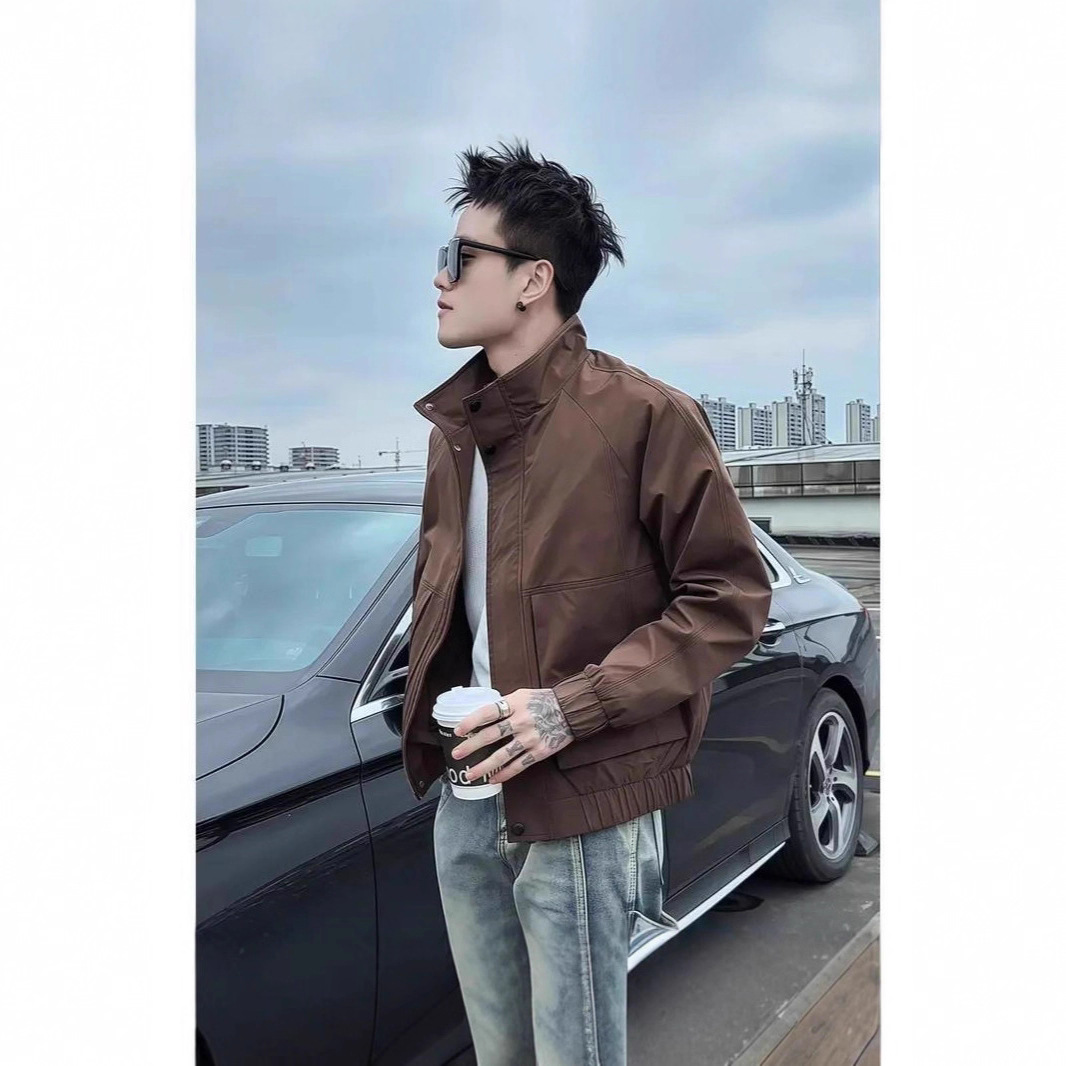 High-End Handsome Stand-Up Collar Jacket for Men 2025 New Spring and Autum Casual Versatile Men's Jacket Tops