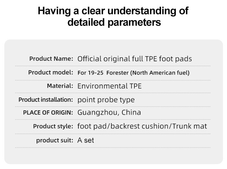 Suitable for 19-25 Subaru Forester Car Floor Mats Tpe Trunk Mats