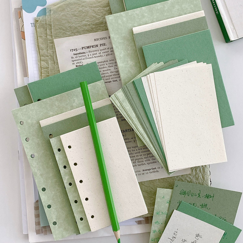 Lime Matcha Loose-Leaf Book Inner Page Replacement Core Mixed Special Paper Material Paper Handbook A6Perm5A7 Punched Loose-Leaf