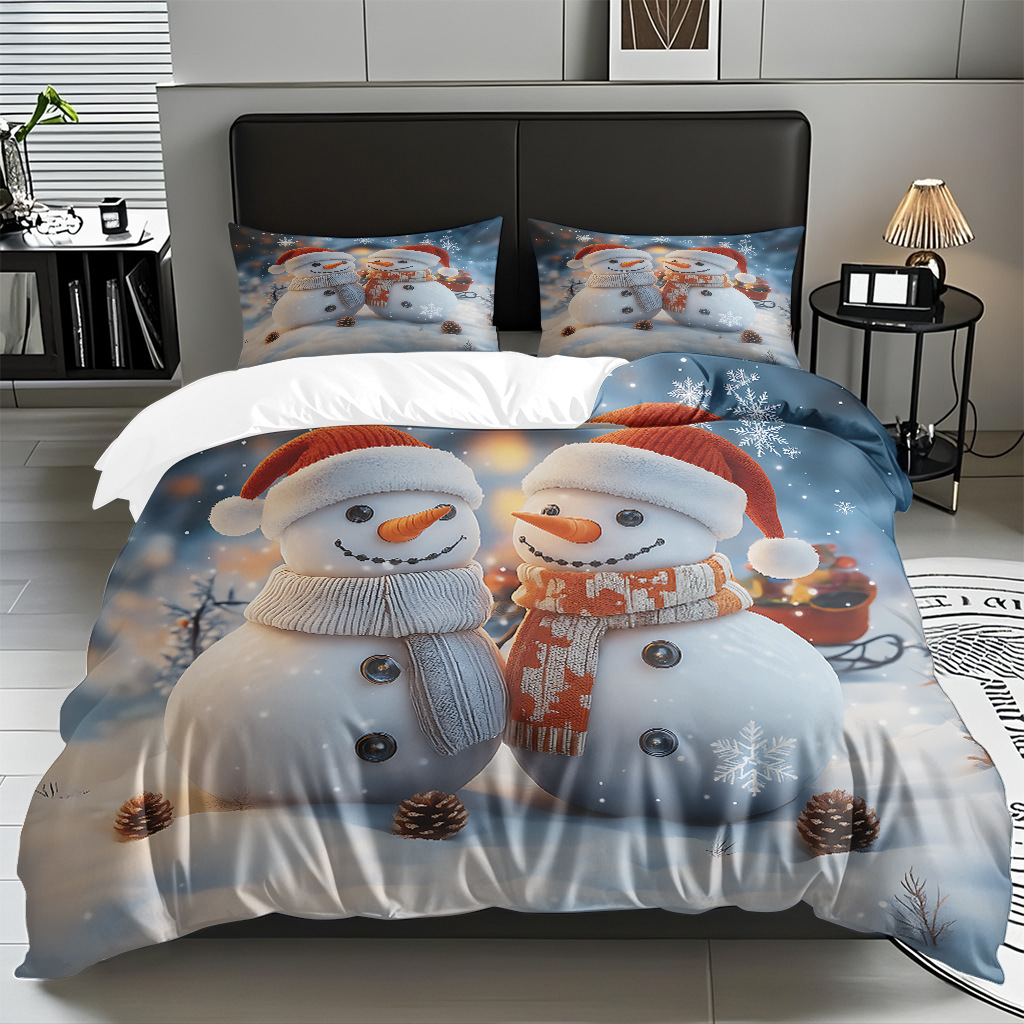 Textiles caseros transfronterizos patrón navideño suave polirido quilt kit de impresión digital HD TEMU / JIT