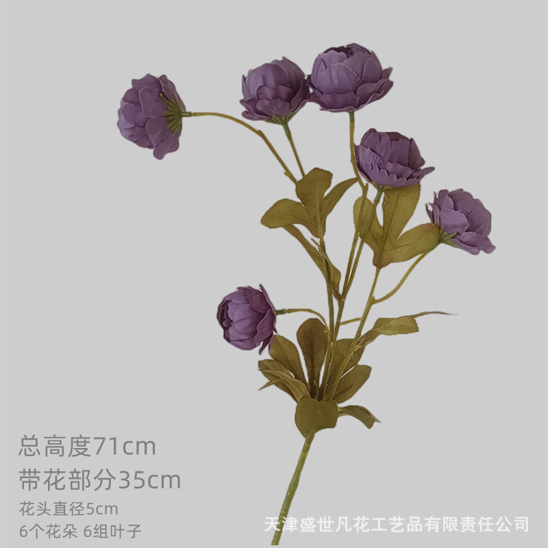 Flor Artificial 6-cabeza exquisita peonía artificial peonía flor boda Home Hotel accesorios de tiro Flor de seda flor artificial al por mayor