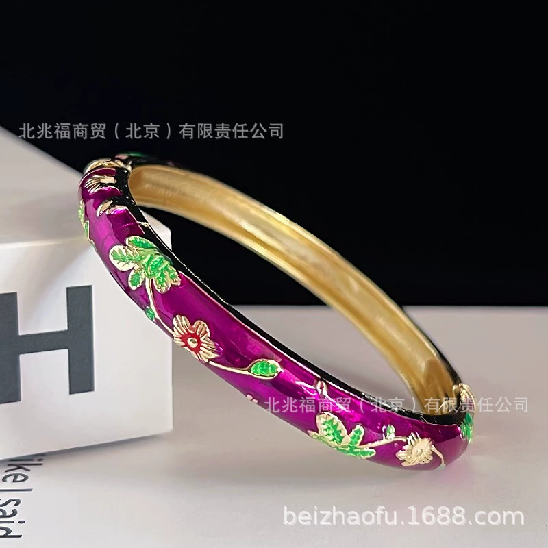 Браслет Cloisonné Flower (сплав), эмаль, этнический стиль, диаметр 6 см