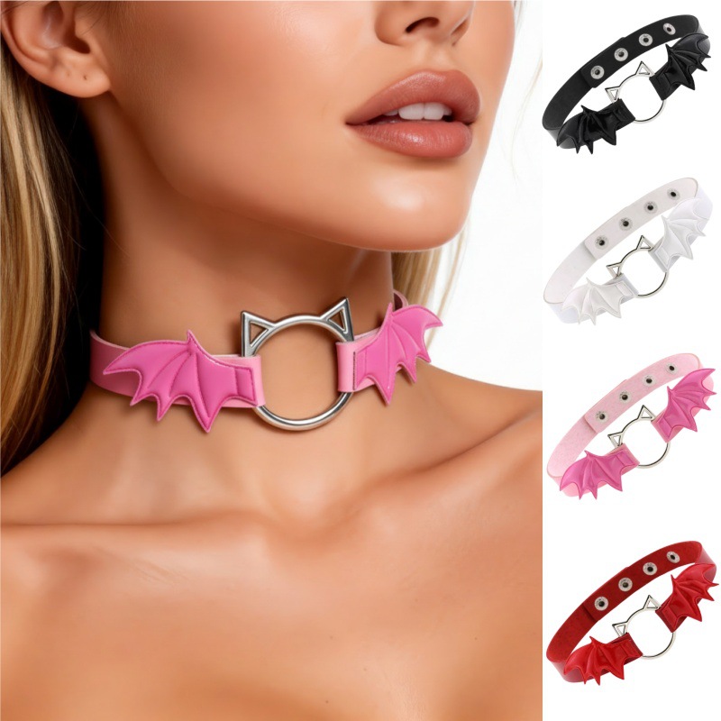 European and American Choker Cat Leather Women's Collar Nightclub Sweet Cool Party Halloween Matching Accessories Necklace Choker