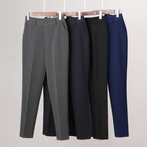 Professional suit pants, drooping high-end feel, cropped trousers, straight-leg loose-fit business style, relaxed and hip-hugging one-step skirt for women