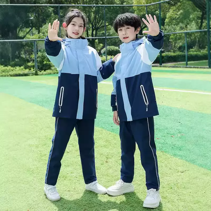 深圳中小学生秋冬季班服冲锋衣三件套校服套装学院风速干