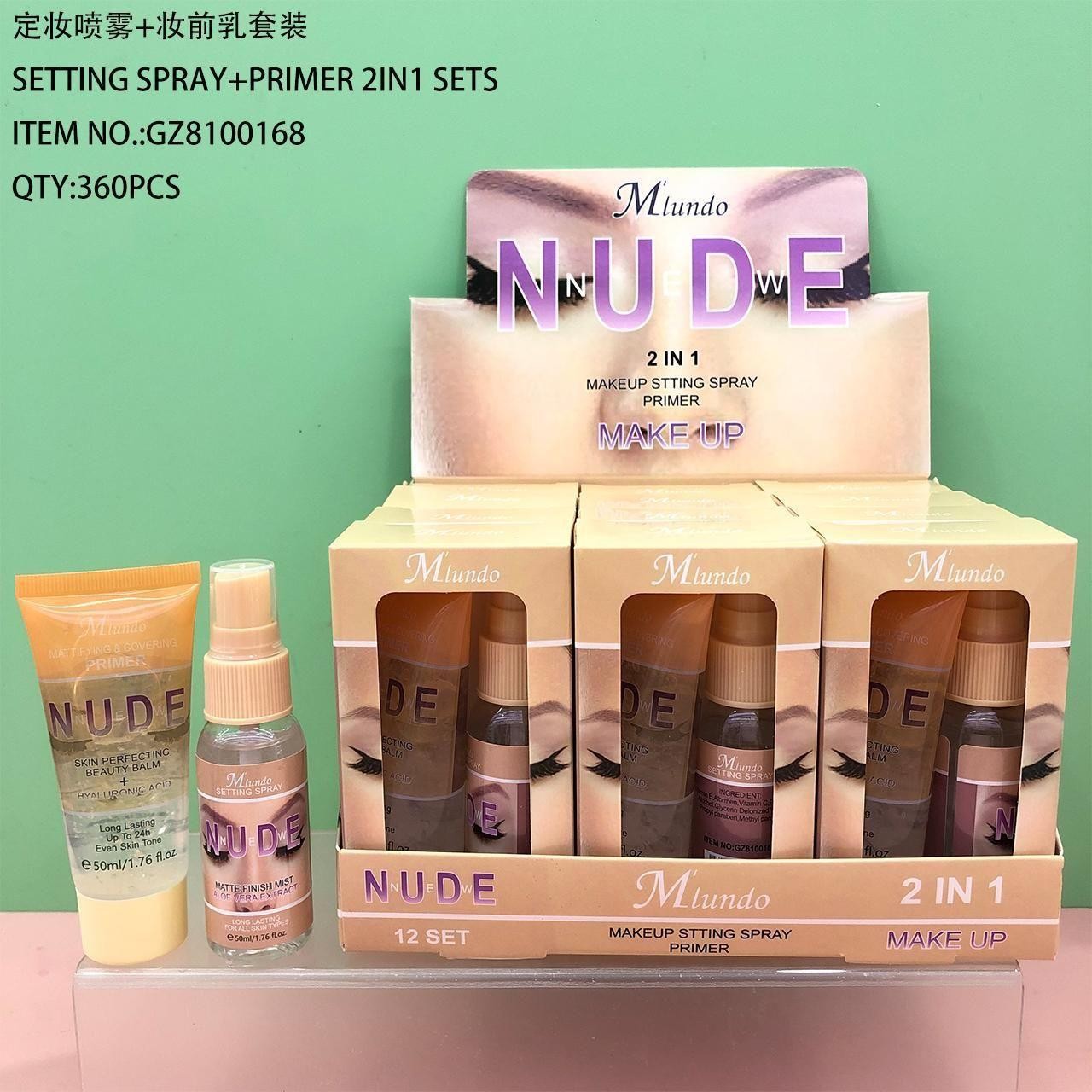 Nuevo nuevo producto transfronterizo Mlundo aislante humectante maquillaje pre-emulsión + conjunto de aerosol de maquillaje impermeable duradero