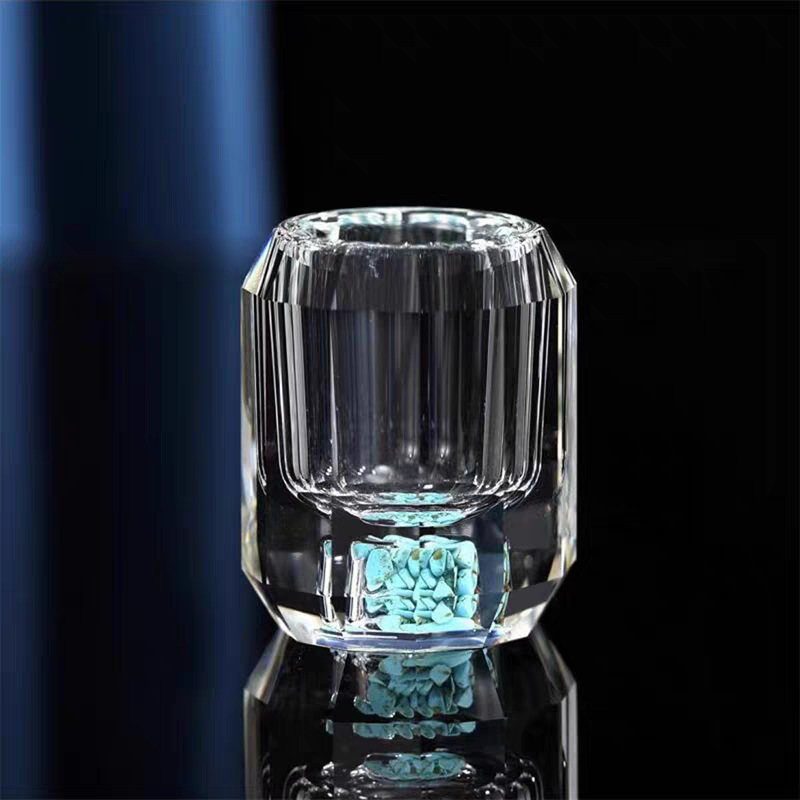 高档中式二两白酒杯分酒器套装家用 创意金山金箔100ml带刻度酒盅|undefined