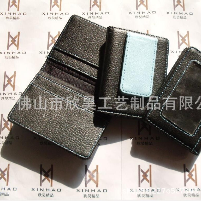 SOURCE Factory wholesale multi-pocket imitation leather magnet clip metal wallet metal with wallet imitation leather wallet cap clip