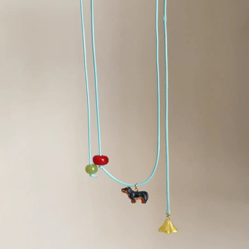 xiaohongshu same style cute sausage dog pendant necklace fashion personalized minority simple cartoon puppy necklace adjustable