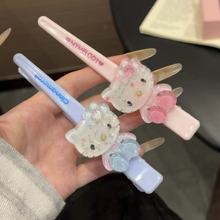 甜美碎花kt果冻清透猫咪日系可爱大号尖鸭嘴夹百搭少女发夹发饰