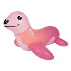 水上可爱粉色PVC充气海狮泳池玩具，适用于家庭和学校户外使用