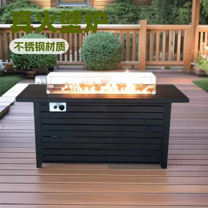 燃气壁炉烤火炉庭院采暖炉定制咖啡桌景观真火欧美庭院装饰取暖炉