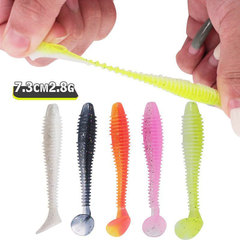 Factory Direct Sale Lure Threaded T-Tail Soft Worm Soft Bait Artificial Lure Fishing Attractant Fish Bait Dual Color Spiral T-Tail