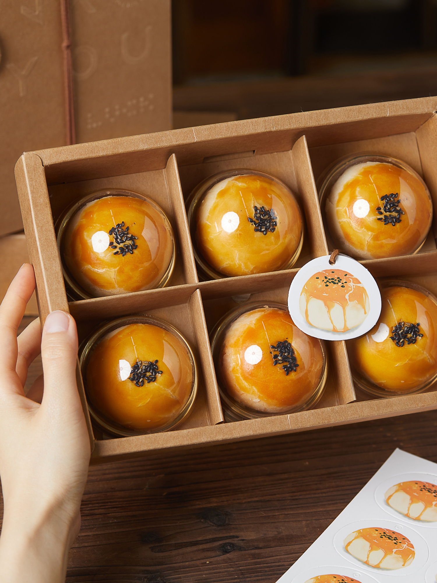 Cartón 6 cápsulas de pastel de luna de otoño, caja de regalo, pastel de frijoles verdes horneado, pastel de libras, caja de huevo, caja vacía