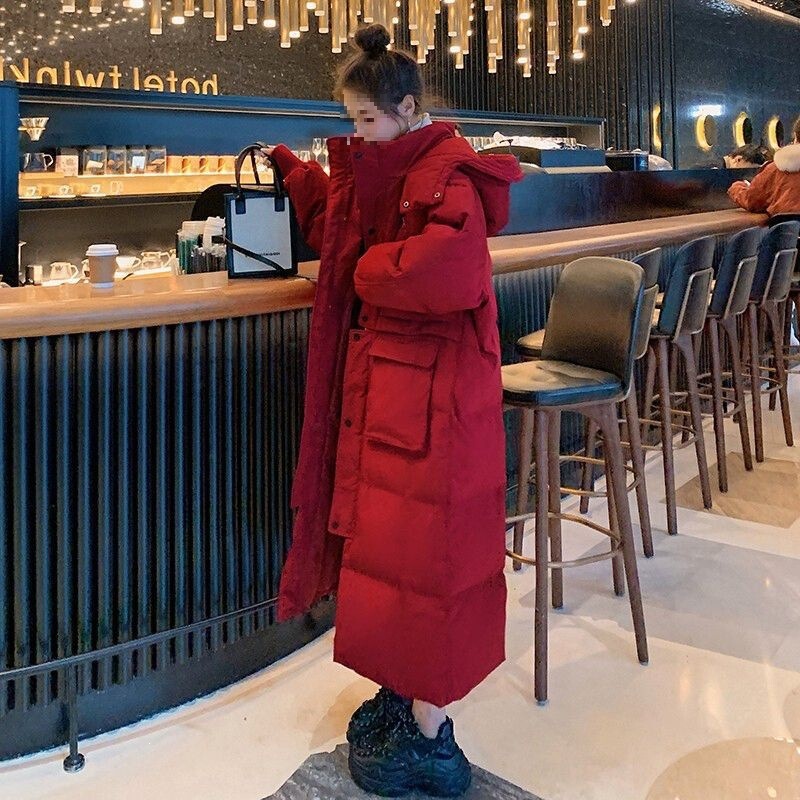 Extra Long Thick Cotton-Padded Jacket for Women, New Winter Style, Korean Style, Loose and Warm Cotton-Padded Coat Extra Long Thick Cotton-Padded Jacket for Women, New Winter Style, Korean Style, Loose and Warm Cotton-Padded Coat