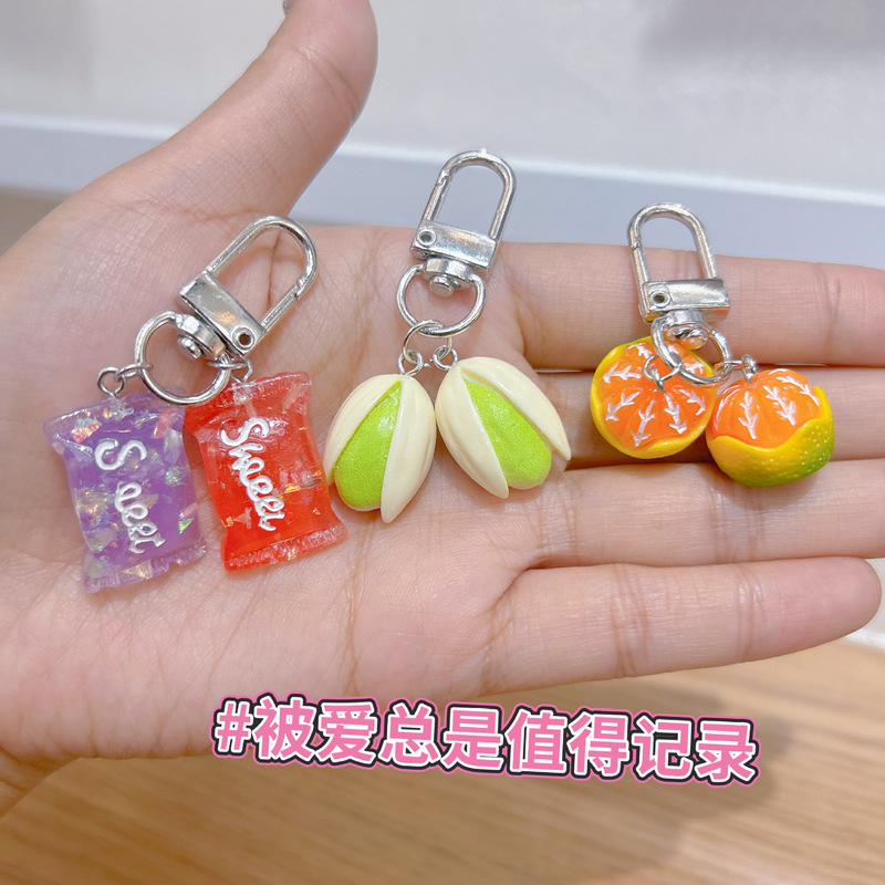 Are you happy? Creative Food Play Pistachio Keychain Personality Backpack Pendant Headset Hanging Ornaments for Girls Students