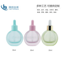 30ml扁圆精华液包材厚底厚壁精油瓶滴管化妆品分装瓶香水瓶批发