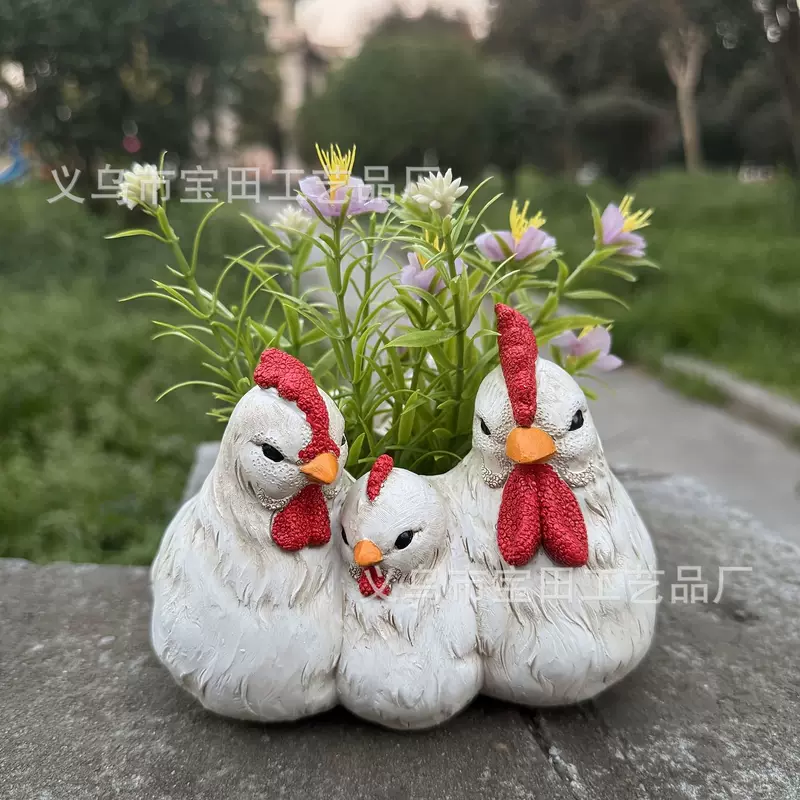 Кросс-граничный новый продукт три куриных резиновых куриных семейств куриные статуи, дом дворик ферма кухонное украшение животные статуи