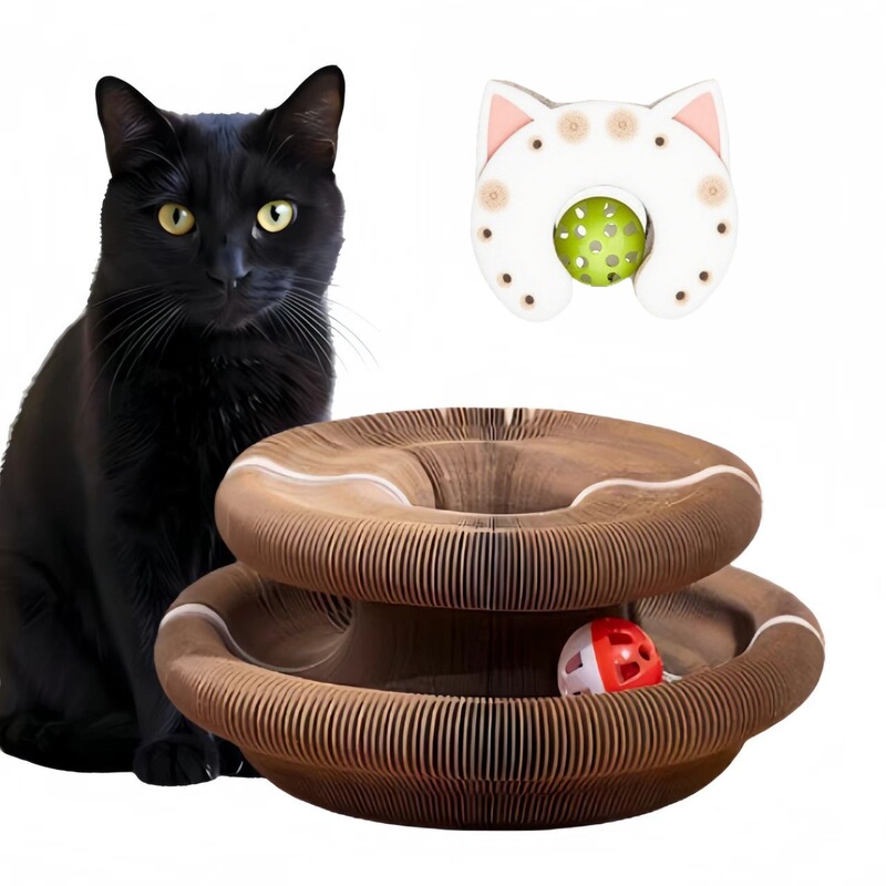 Magic Organ Cat Scratching Board Foldable Cat Toy with Bell Self-Entertainment and Boredom Relief Cat Claw Grinding Corrugated Paper Scratch-Resistant Cat Nest