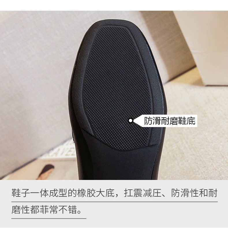 Giày lười nữ mũi vuông khóa kim loại gót thấp 1-3 cm — Màu mơ, Màu đen chi tiết 12