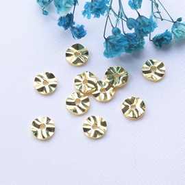 保色18K包金不规则纹路圆形隔珠水波纹隔片DIY手工串珠垫片材料